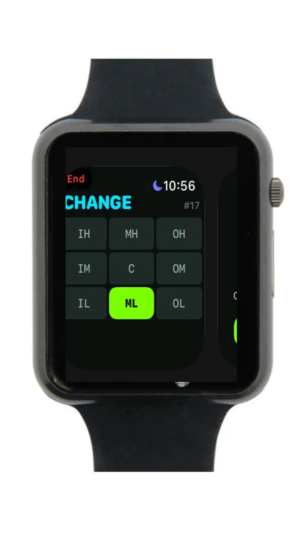 Pitch Signal on an Apple Watch showing a pitch call and location grid
